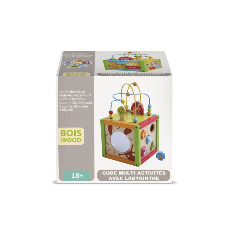 CUBE BOIS ACTIVITÉS LABYRINTHE 20 CM