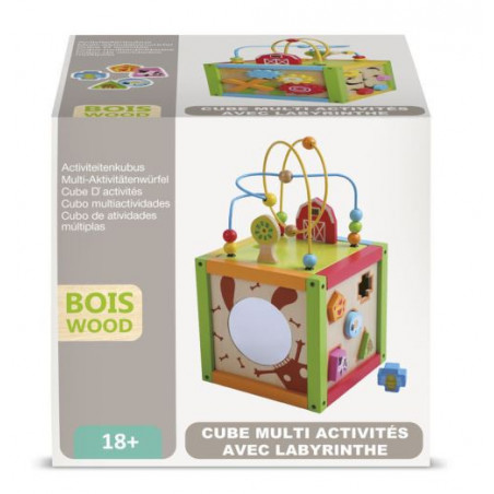 CUBE BOIS ACTIVITÉS LABYRINTHE 20 CM