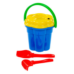 SEAU BLEU DIAMETRE 20 CM + 3 ACCESSOIRES