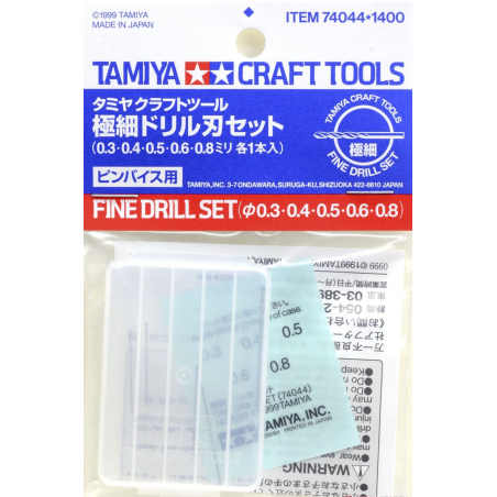 Jeu de foret tamiya 0.3 a 0.8 mm x5 diametre 0.3
