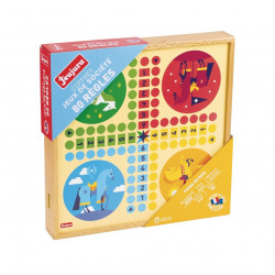 COFFRET DE JEUX CLASSIQUES - 80 REGLES - PIONS BOIS