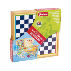 COFFRET DE JEUX CLASSIQUES - 80 REGLES - PIONS BOIS