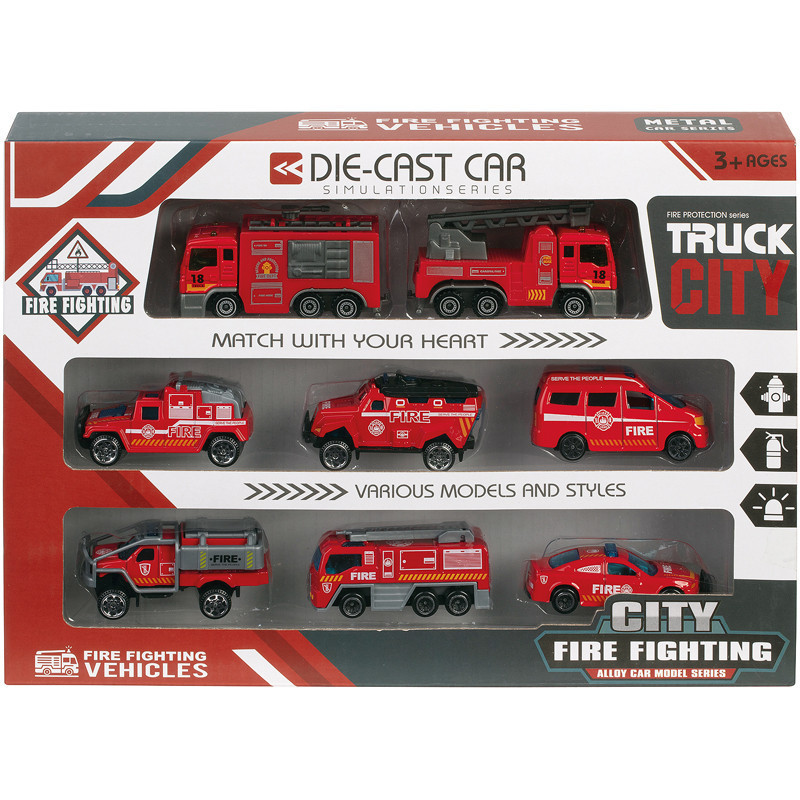 Set  vehicules Métal Pompiers