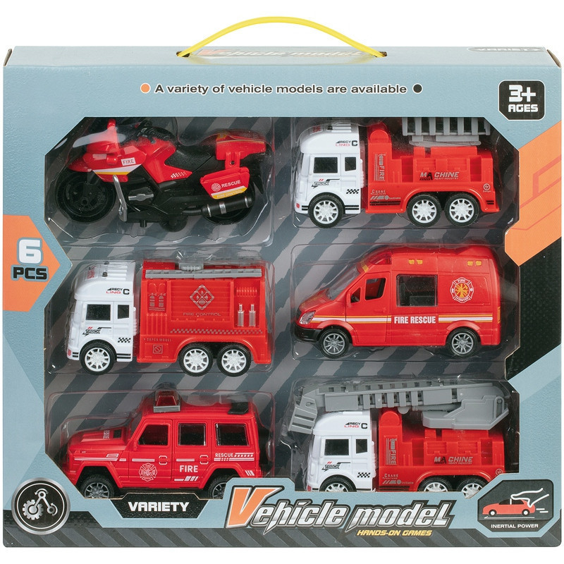 Set 6 camions pompiers sons et lumieres 12 cm