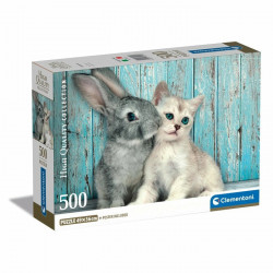 Puzzle Compact 500 pièces - Cat and Bunny - Clementoni