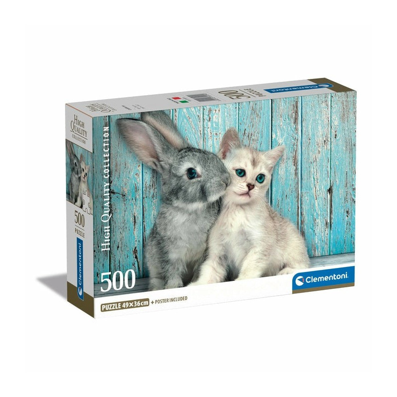 Puzzle Compact 500 pièces - Cat and Bunny - Clementoni