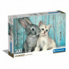 Puzzle Compact 500 pièces - Cat and Bunny - Clementoni