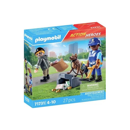 Playmobil policier chien + voleur
