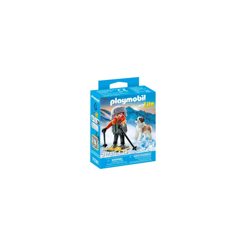 Playmobil Garcon en raquette + saint Bernard