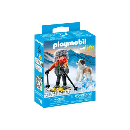 Playmobil Garcon en raquette + saint Bernard