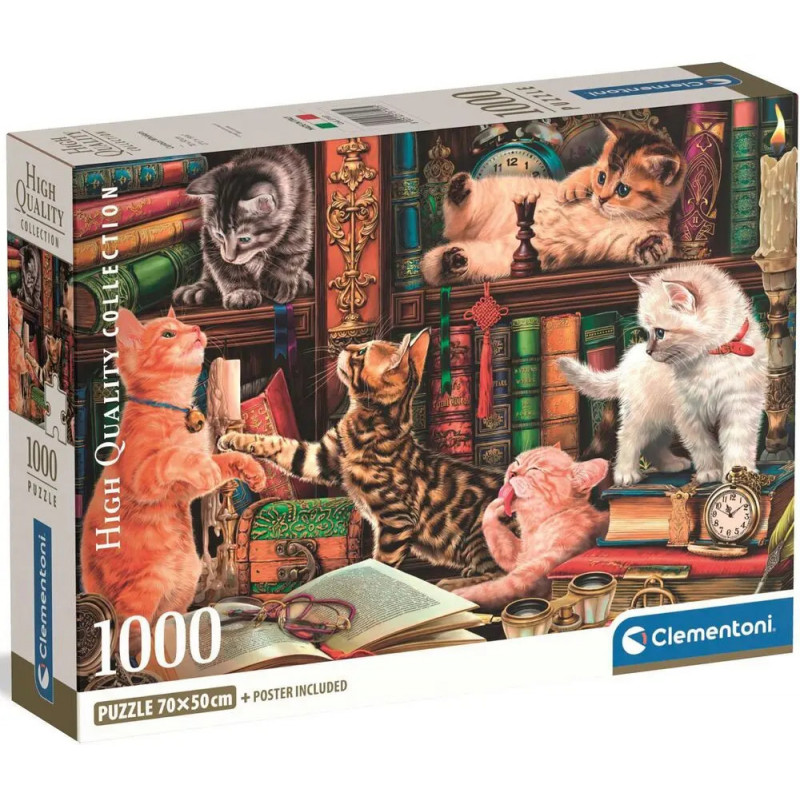 Clementoni Puzzle 1000 pieces Chats bibliothèques