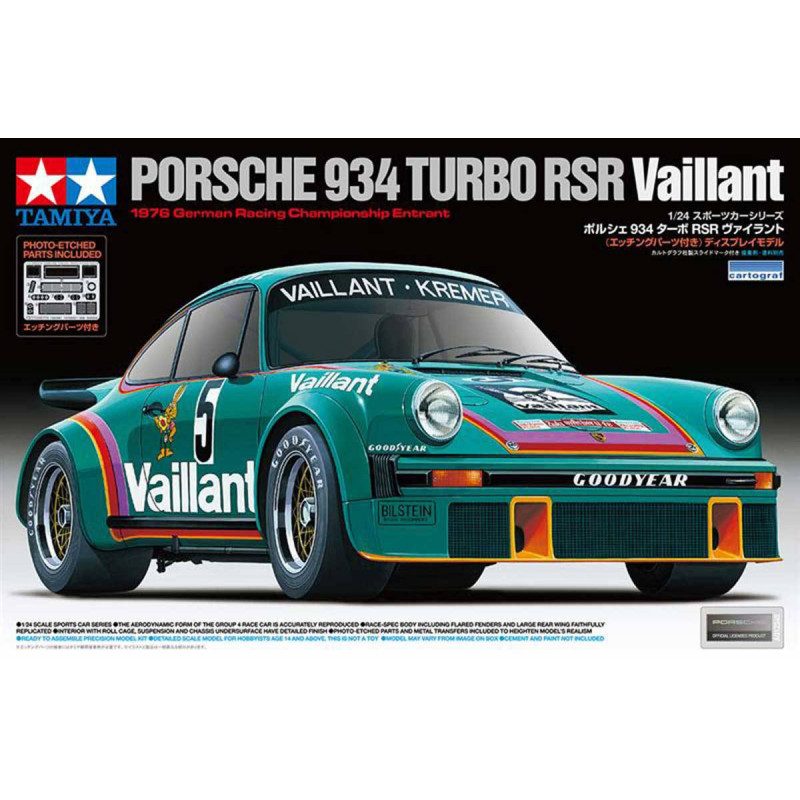 Tamiya 1.24 Porsche 911 Turbo type 934 Rsr Vaillant avec photo decoupes