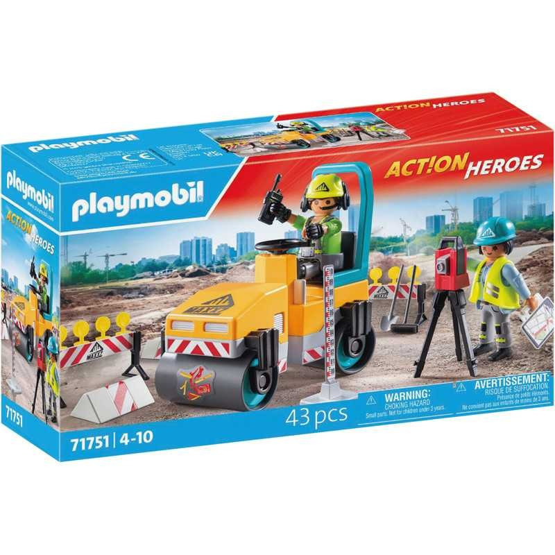 Playmobil 71751 Ouvrier avec Rouleau Compresseur
