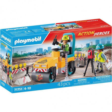Playmobil 71751 Ouvrier avec Rouleau Compresseur