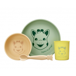 SET REPAS SILICONE PASTEL SOPHIE LA GIRAFE