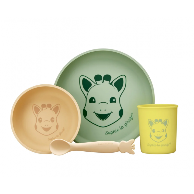 SET REPAS SILICONE PASTEL SOPHIE LA GIRAFE