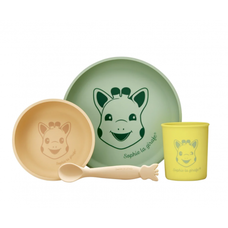 SET REPAS SILICONE PASTEL SOPHIE LA GIRAFE