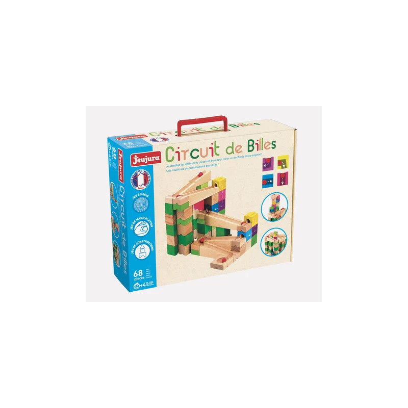 Jeujura Bois  CIRCUIT DE BILLES - 68 PIECES