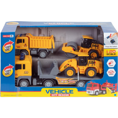 Camion et excavatrice 4 vehicules  Son et lumieres
