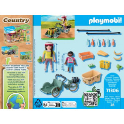Cycliste velo et remorque Playmobil