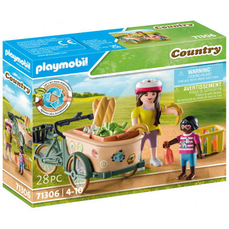 Cycliste velo et remorque Playmobil